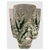 LLFR - Glass Vase With Faux Lilies & Painted Glasses Mixed Lot