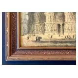 LLFR - Antique Framed Tinted Lithograph West Front of the Reim Cathedral