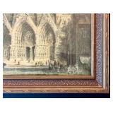 LLFR - Antique Framed Tinted Lithograph West Front of the Reim Cathedral