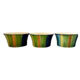 LR - Colorful Striped Ceramic Bowl Set (Lot of 4)