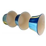 LR - Colorful Striped Ceramic Bowl Set (Lot of 4)