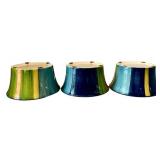 LR - Colorful Striped Ceramic Bowl Set (Lot of 4)