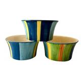 LR - Colorful Striped Ceramic Bowl Set (Lot of 4)