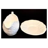 K - Bone China Coalport Countryware Teapot, Gravy Boat And Under Plate