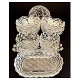 K - Vintage Crystal Serving Set 9 Pieces Bowls Creamer Sugar & Dishes