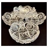 K - Vintage Crystal Serving Set 9 Pieces Bowls Creamer Sugar & Dishes