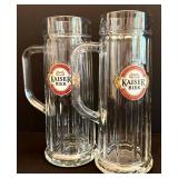 K - Glass Beer Steins - Ottobeurer, Hofbrau & Kaiser (Lot of 7)