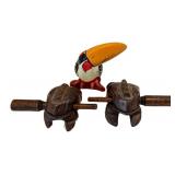 LR - Wooden Animal Whistles Toucan & Frogs Poc a Poco L0410 (Lot of 3)