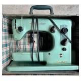 G - Vintage Sewing Machine Husqvarna Viking Grasshopper C 21A in Case With Pedal