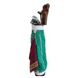 Vintage Golf Club Set Wilson Cart Bag With Assorted Clubs