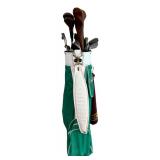 Vintage Golf Club Set Wilson Cart Bag With Assorted Clubs