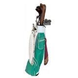 Vintage Golf Club Set Wilson Cart Bag With Assorted Clubs
