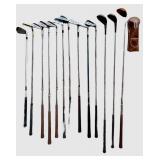 Vintage Golf Club Set Wilson Cart Bag With Assorted Clubs