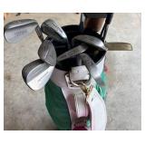 Vintage Golf Club Set Wilson Cart Bag With Assorted Clubs