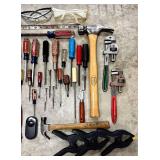 G - Hand Tool Mixed Lot - Screwdrivers, Clamps, Hammers, Pliers & Goggles