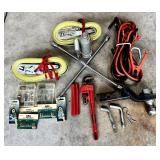 G - Garage Tool & Hardware Assortment Trailer Straps Jumper Cables Hitch Wrenches