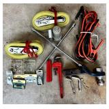 G - Garage Tool & Hardware Assortment Trailer Straps Jumper Cables Hitch Wrenches