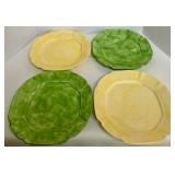 Pinchware 12" Plates Set of 4 and Faux Hydrangea set in Glass Vase