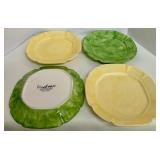 Pinchware 12" Plates Set of 4 and Faux Hydrangea set in Glass Vase