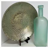 West Elm Glass Bottle & 15" Platter Mixed Lot