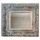 Ornate Silver-Tone Floral Mirror 30 X 33 X 2 Inches