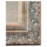 Ornate Silver-Tone Floral Mirror 30 X 33 X 2 Inches