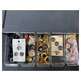 Mixed Lot of Assorted Buttons in Drawer Organizer including Vintage and MOP