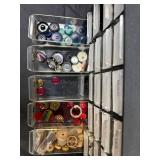 Mixed Lot of Assorted Buttons in Drawer Organizer including Vintage and MOP
