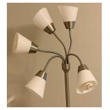 White Molded Plastic Rolling Chair & Five-Head Floor Lamp Mixed Lot