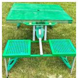 Green Folding Picnic Table With Benches