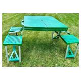 Green Folding Picnic Table With Benches