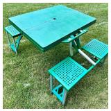 Green Folding Picnic Table With Benches