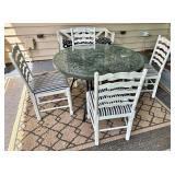 Outdoor Patio Dining Set With Table, 4 Chairs & Bench