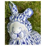 Blue & White Ceramic Rabbit & Rooster Figurines Mixed Lot