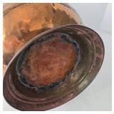 Vintage Copper & Brass Coal Scuttle With Ceramic Handle