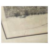 Antique Framed Landscape Etching Signed Lower Right
