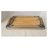 Vintage MCM Woodpecker Wood Ware Serving Tray Set (Lot of 4)