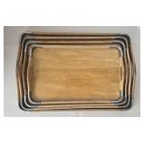 Vintage MCM Woodpecker Wood Ware Serving Tray Set (Lot of 4)