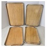 Vintage MCM Woodpecker Wood Ware Serving Tray Set (Lot of 4)