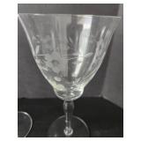 Etched Floral Depression Era Stemmed Glassware Set (Lot of 9)