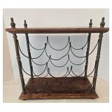 Vintage Italian Wood & Iron Wine Rack