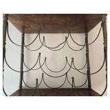 Vintage Italian Wood & Iron Wine Rack