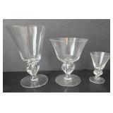Swedish Crystal Gulli Seneca Ingrid Lobe Stem Glass Set (Lot of 17)