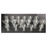Swedish Crystal Gulli Seneca Ingrid Lobe Stem Glass Set (Lot of 17)