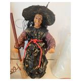 Halloween Decor Mixed Lot With Paper Mache Witch, Ghost Candle & Pumpkin Plate