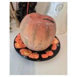Halloween Decor Mixed Lot With Paper Mache Witch, Ghost Candle & Pumpkin Plate