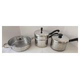 Lot of 3 Stainless Steel Cookware - Wolfgang Puck, Farberware, Revere Ware