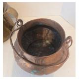 Vintage Small Copper Brass Buckets and Wall Hook (Lot of 5)