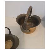 Vintage Small Copper Brass Buckets and Wall Hook (Lot of 5)