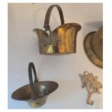 Vintage Small Copper Brass Buckets and Wall Hook (Lot of 5)